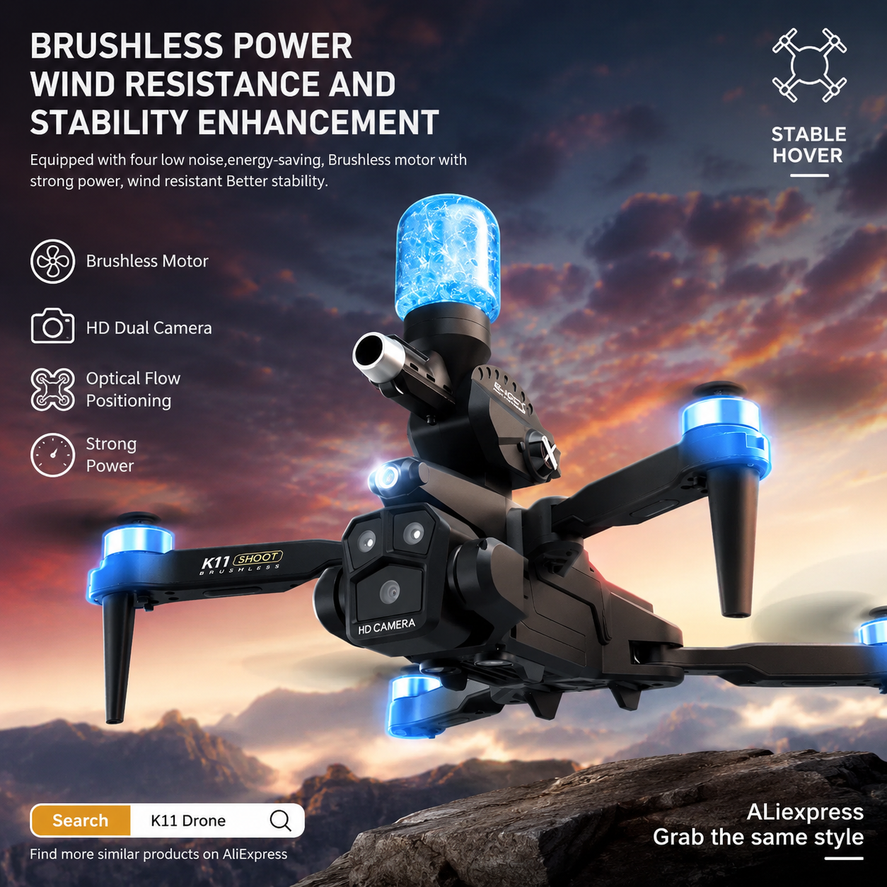 K11MAX Drone with Water Bombs  - Drone Gimbal Mount avaliação e preço