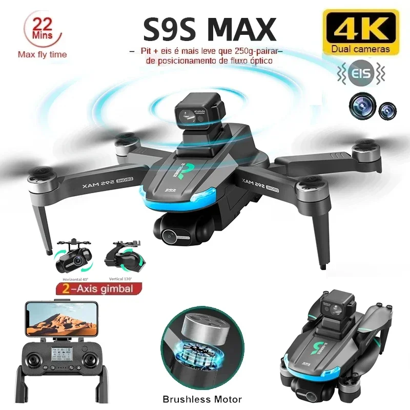 NEW S9S MAX MINI Drone 4K 2-Ax - Drone Gimbal Brushless avaliação e preço