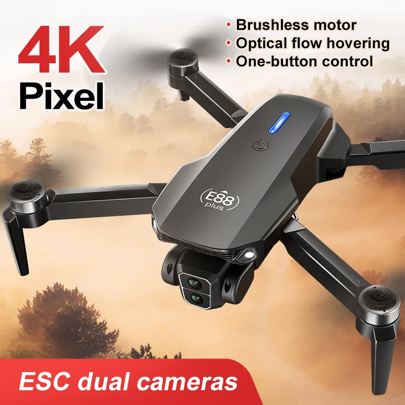 New E88 Plus Quadcopter Drone: - Drone Gimbal Brushless avaliação e preço