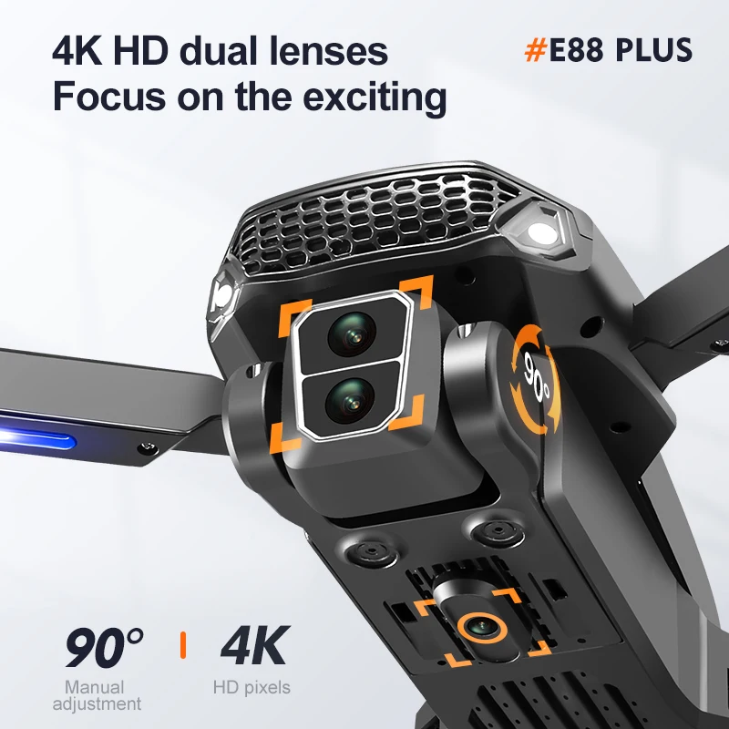 New E88 Plus Quadcopter Drone: - Drone Gimbal Brushless avaliação e preço