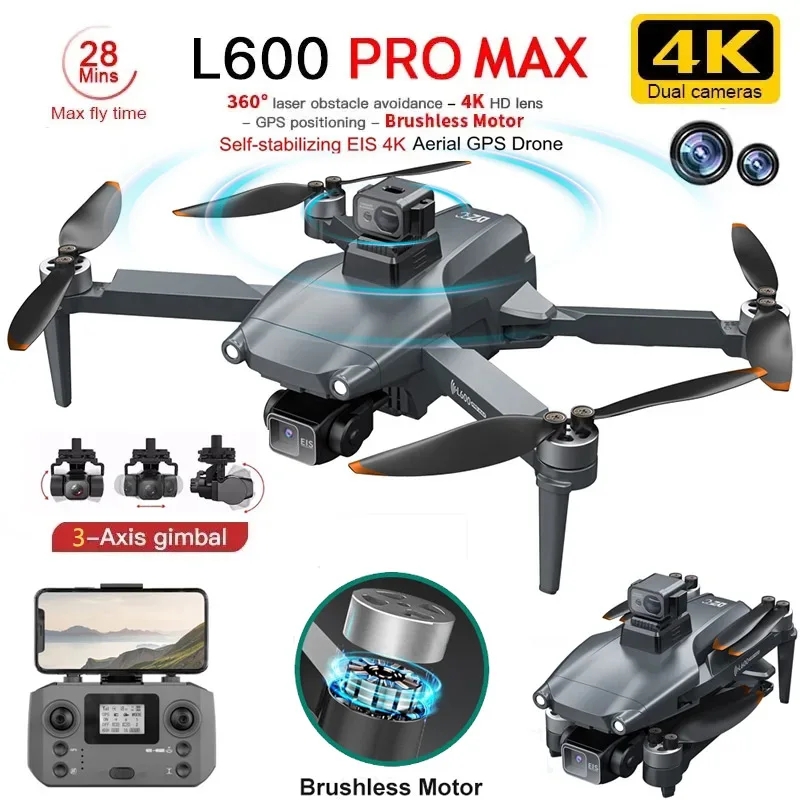 L600 PRO MAX GPS Drone Profess - Drone Gimbal 3 Axis avaliação e preço